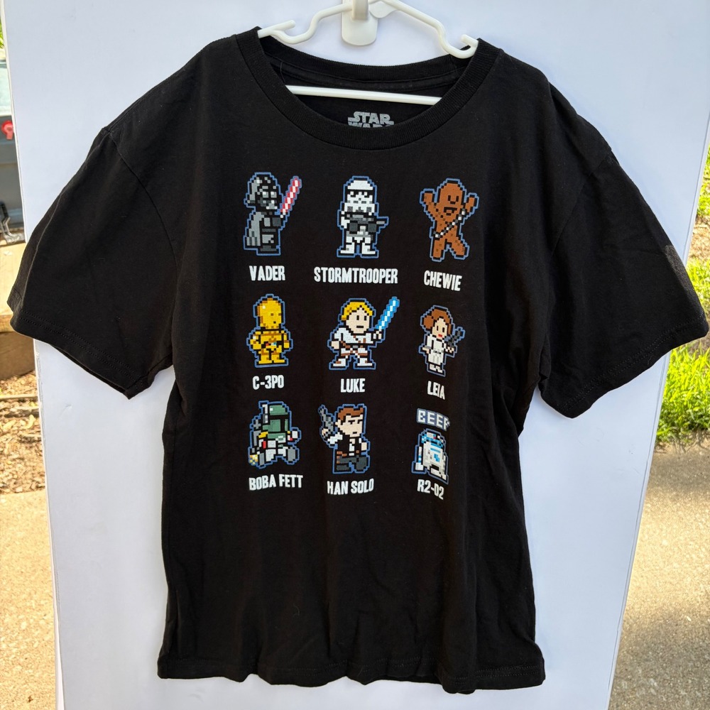 Star‎ Wars Kids Boys Large 8-Bit Pixel Character Graphic T-Shirt Black Fifth Sun